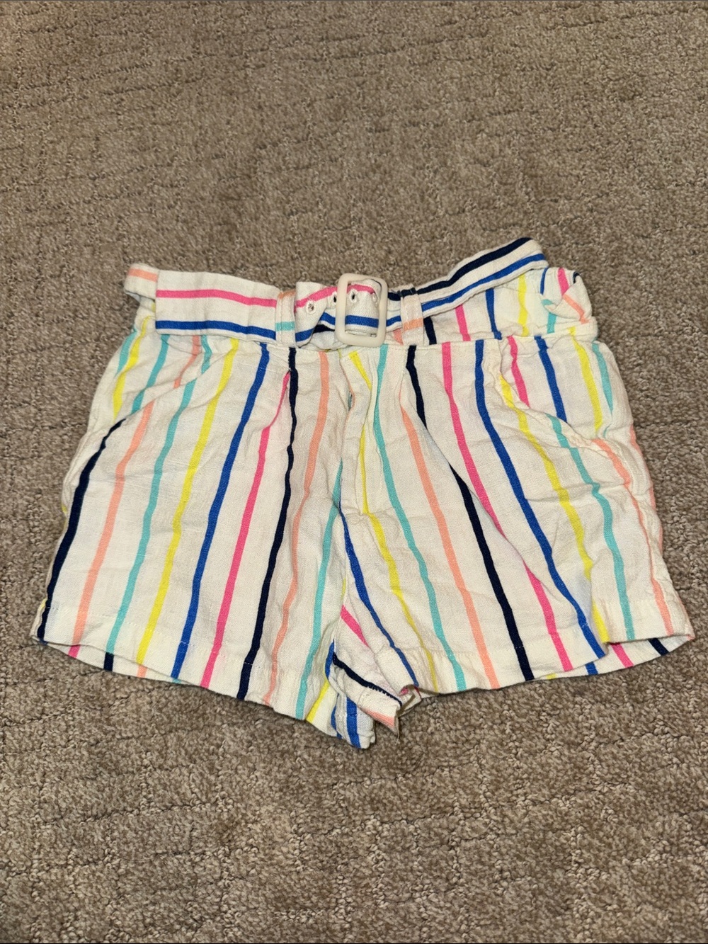 Striped Belted Shorts - Multi Color